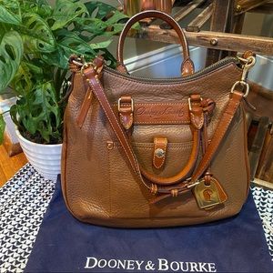 Vintage Dooney & Bourke brown leather satchel with dust bag